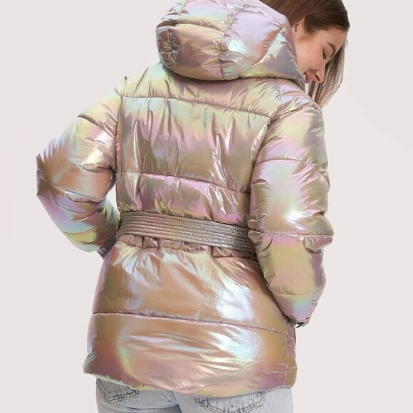 NEW Noize Bonita Holographic Puffer Jacket Size XS Metallic Tanzanite Ski Sporty - Picture 3 of 16